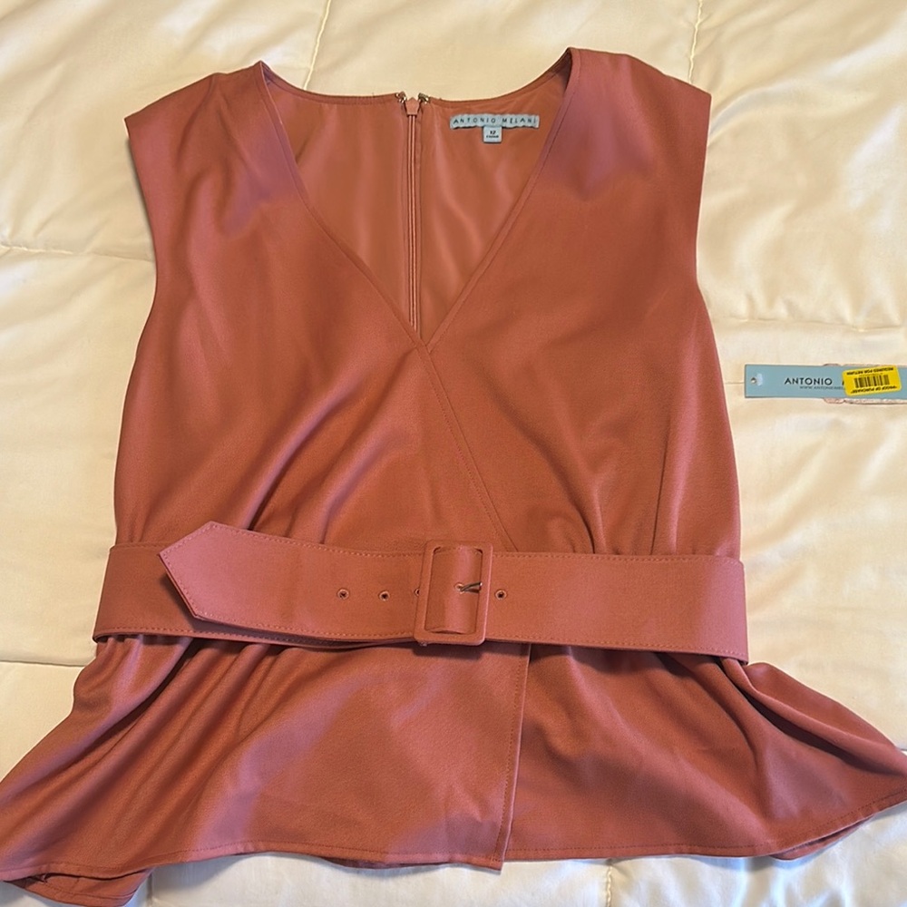 Antonio Melani Rust Sleeveless Top with Belt
